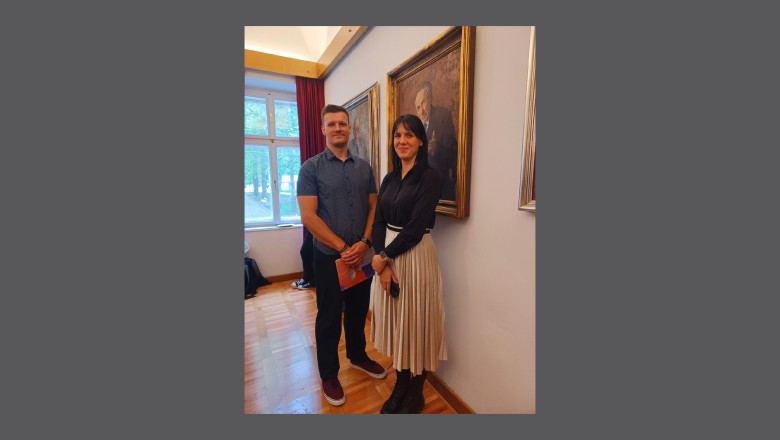 Magistrska študenta slovenistike Nika Pinter in Marko Zabav (foto: Urška Perenič)